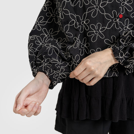 Daria Fleur Blouse Black