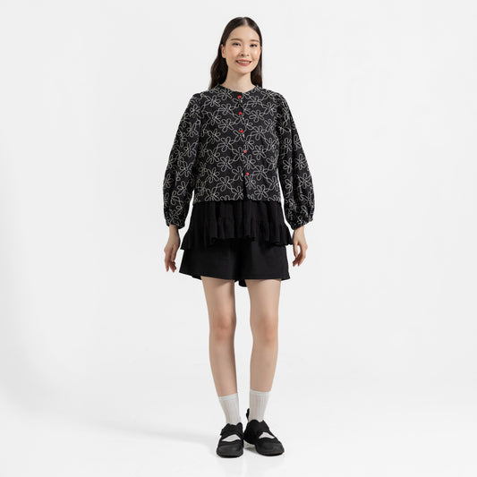 Daria Fleur Blouse Black