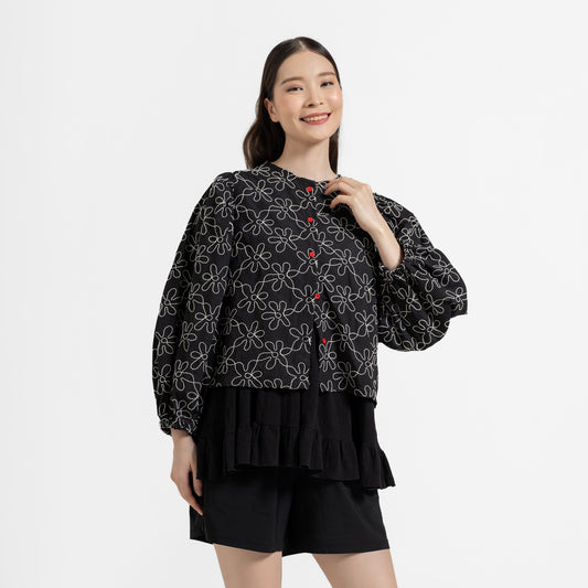 Daria Fleur Blouse Black
