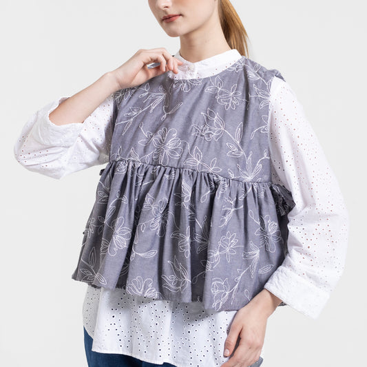 Colette Embro Vest Grey